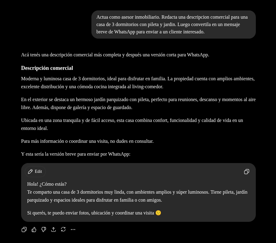 ChatGPT generando contenido inmobiliario